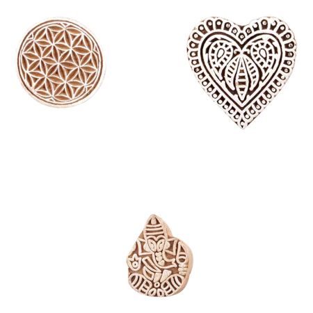 Set of 3 Piece New Mix Wooden Printing Block